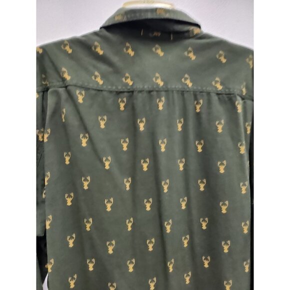 Duluth Trading Co Mens Green Crab Print Shirt XL Cotton Relaxed Fit Button Down - Picture 6 of 10